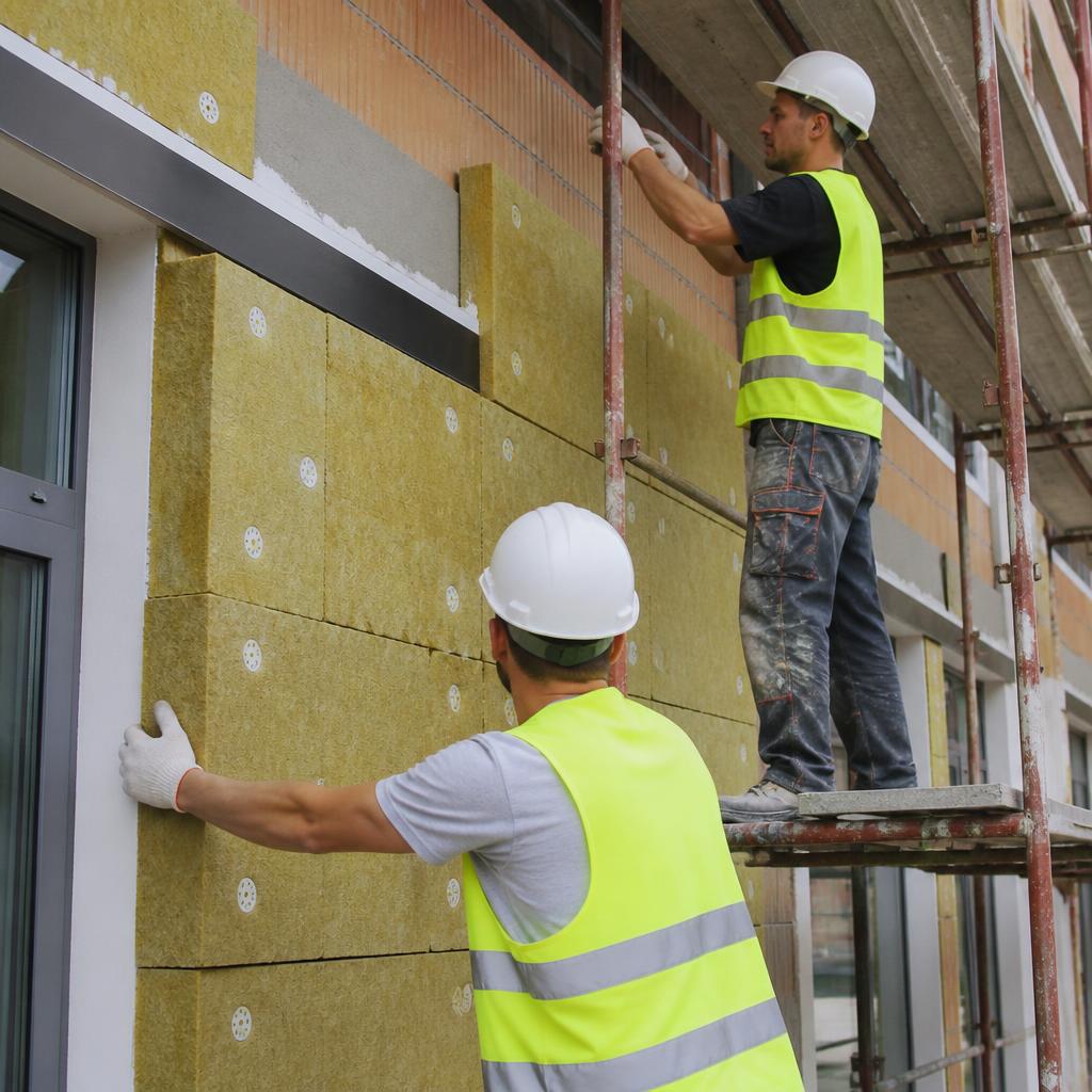 Pose d'isolation thermique par l'extérieur sur façade